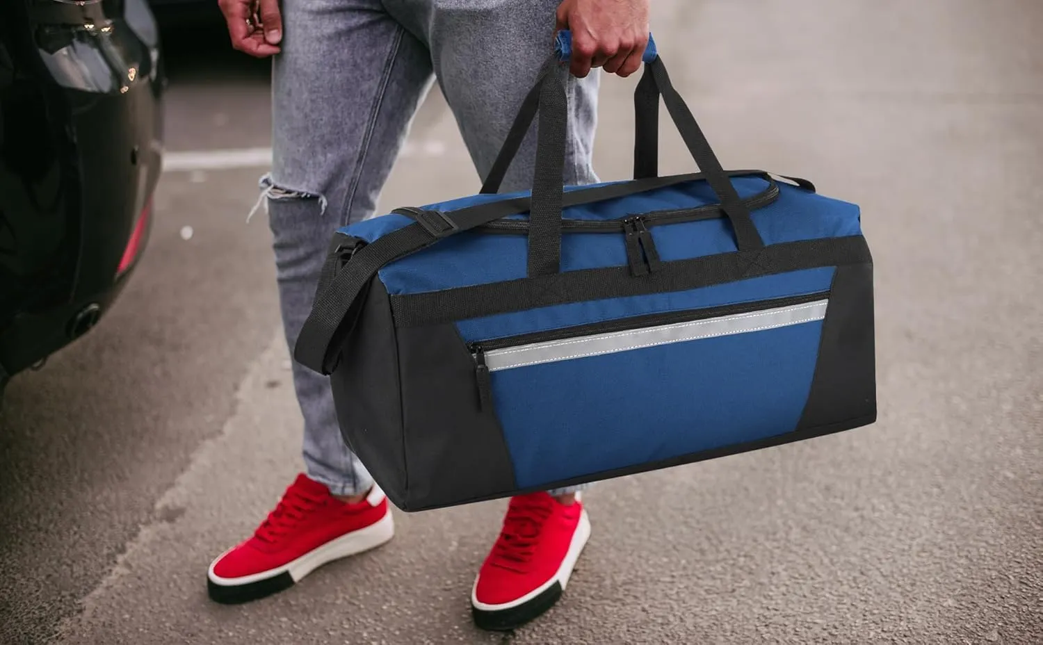 40 Liter, 22 Inch Reflective Duffle Bag with Shoulder Strap for Men, Women, Travel