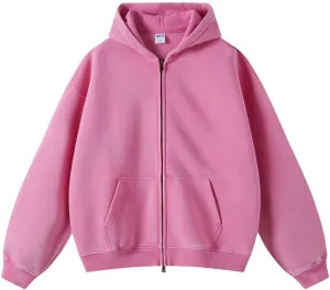 Acid Wash Oversized Mens Hoodies Vintage Hoodie for Men Women Streetwear Hoodies Jacket Zip Up Sweatshirt