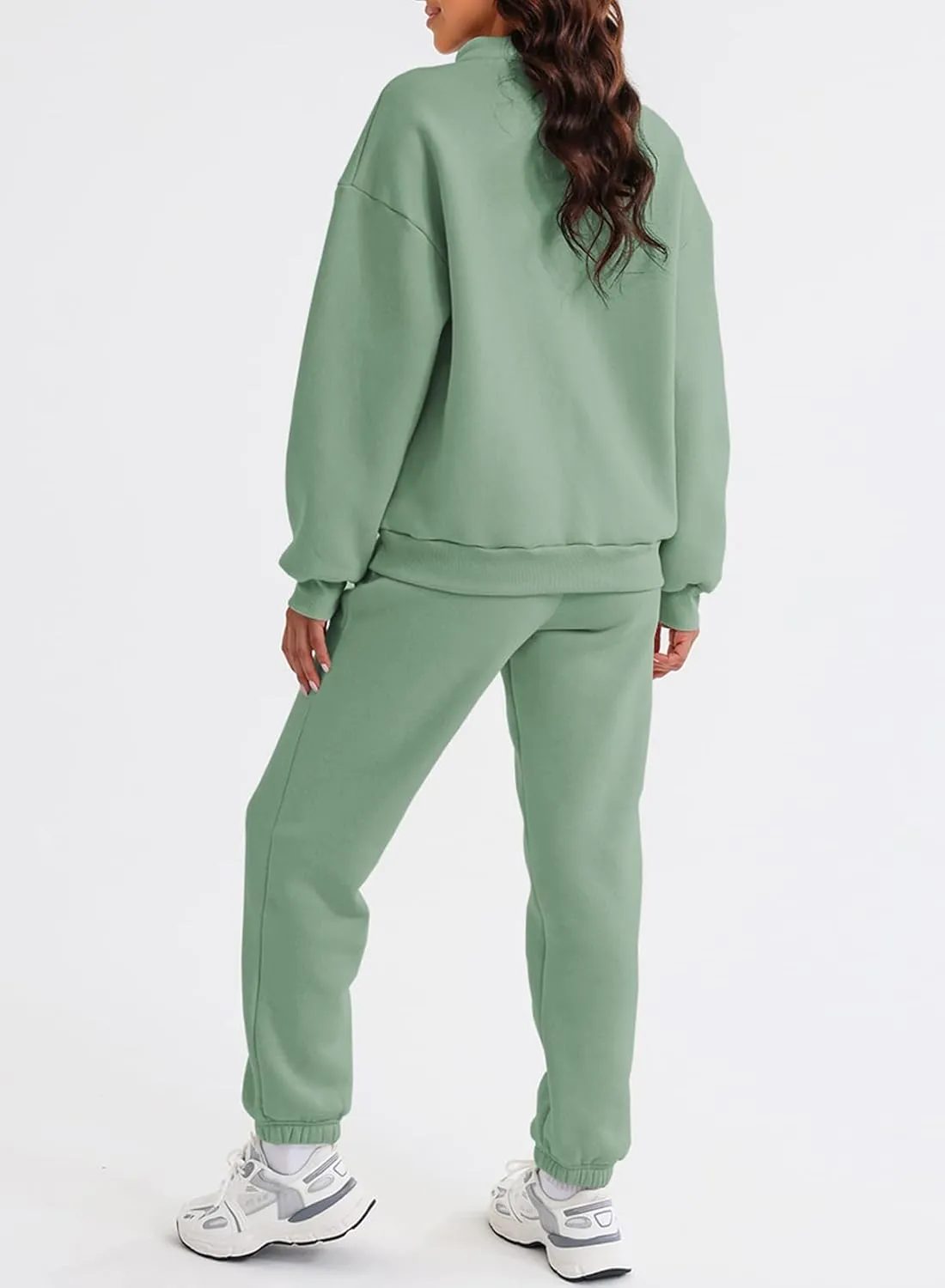 Aleumdr Women 2 Piece Outfits Sweatsuit Oversized Half Zip Pullover Long Sleeve Sweatshirt Jogger Pants Set with Pockets