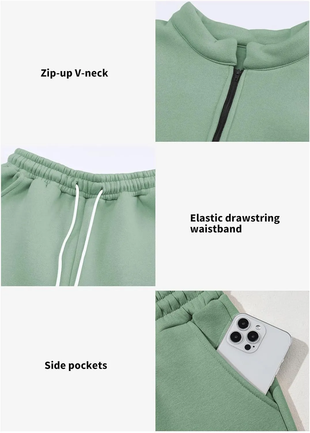 Aleumdr Women 2 Piece Outfits Sweatsuit Oversized Half Zip Pullover Long Sleeve Sweatshirt Jogger Pants Set with Pockets