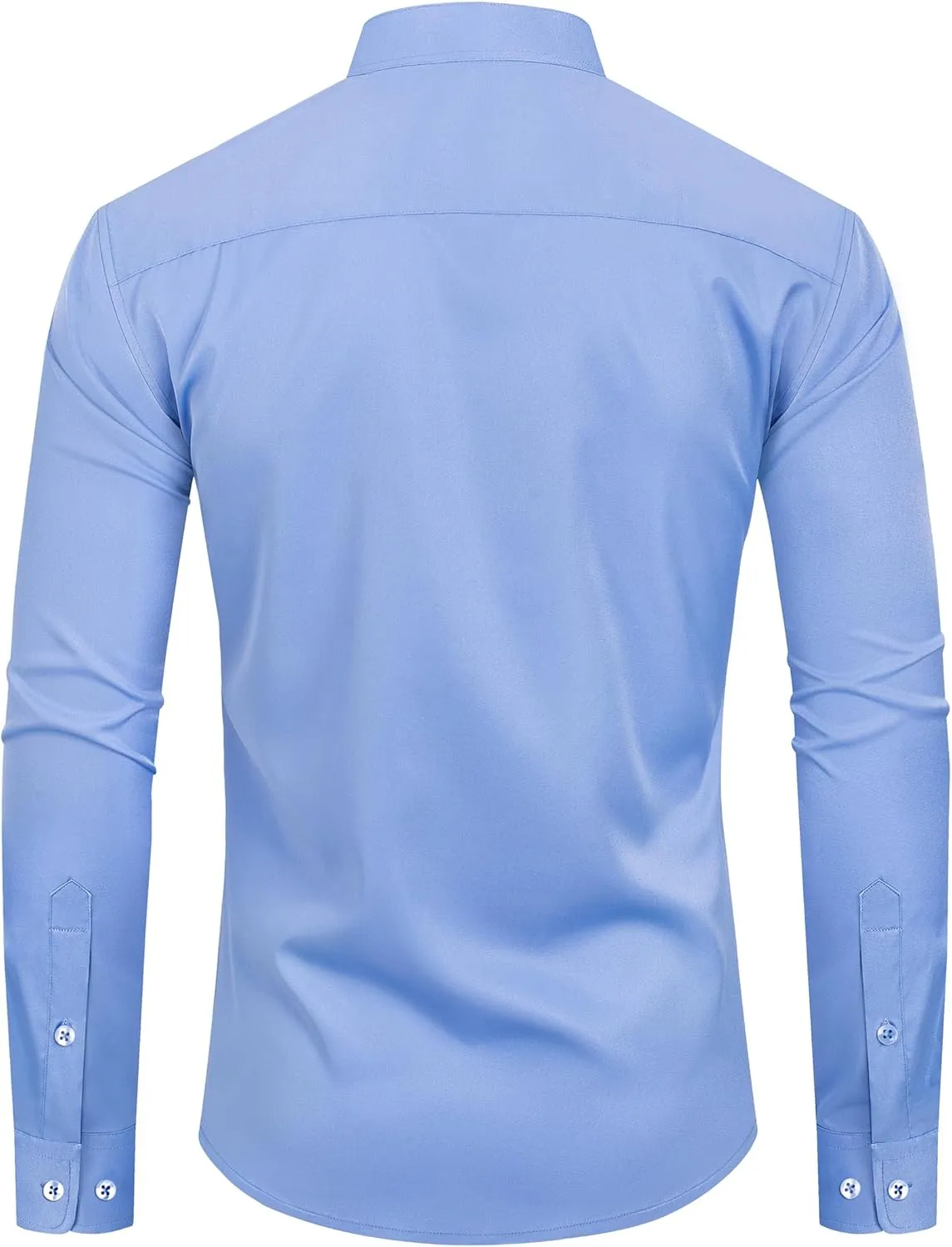 Alimens & Gentle Men's Banded Collar Dress Shirts Wrinkle Free Long Sleeve Mandarin Collar Button Down Shirt
