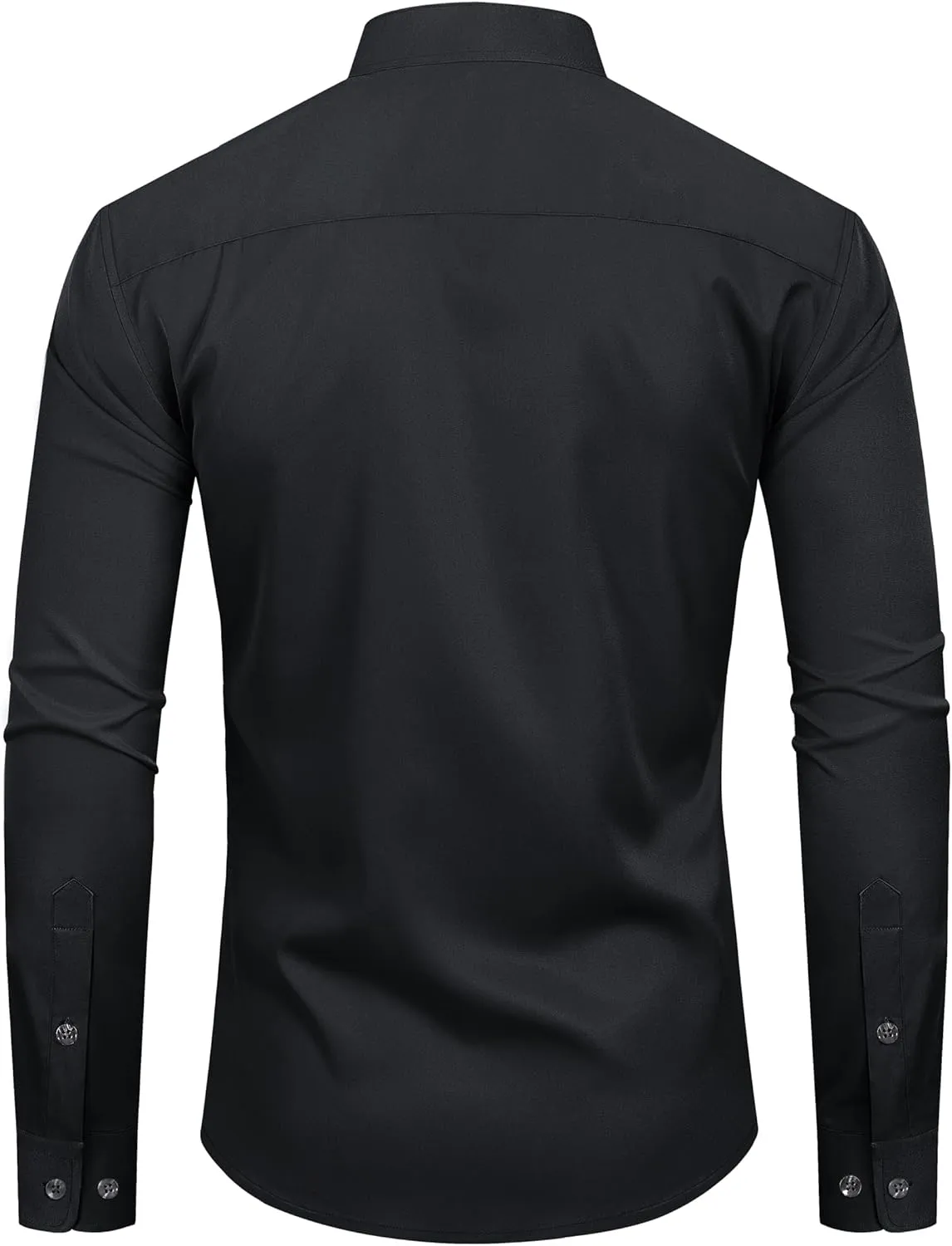 Alimens & Gentle Men's Banded Collar Dress Shirts Wrinkle Free Long Sleeve Mandarin Collar Button Down Shirt