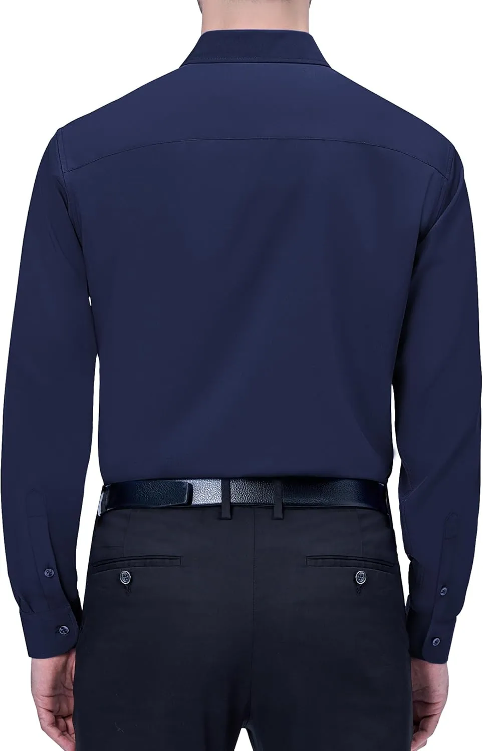 Alimens & Gentle Mens Dress Shirts 4-Way Stretch Long Sleeve Collared Casual Solid Wedding Dating Button Down Shirt