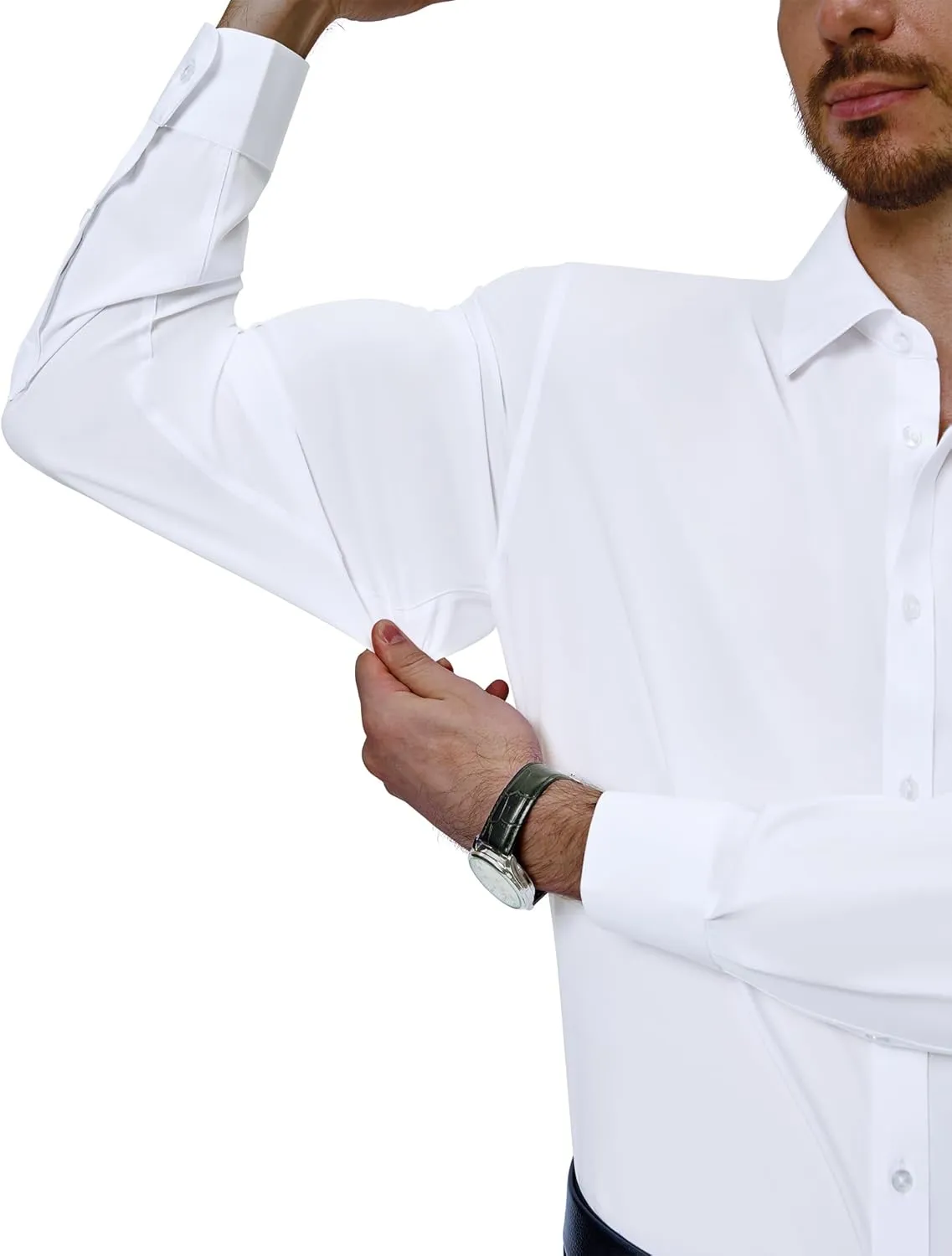 Alimens & Gentle Mens Dress Shirts 4-Way Stretch Long Sleeve Collared Casual Solid Wedding Dating Button Down Shirt