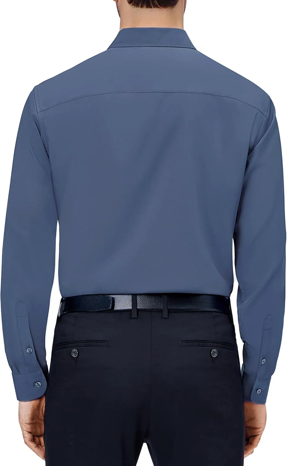 Alimens & Gentle Mens Dress Shirts 4-Way Stretch Long Sleeve Collared Casual Solid Wedding Dating Button Down Shirt