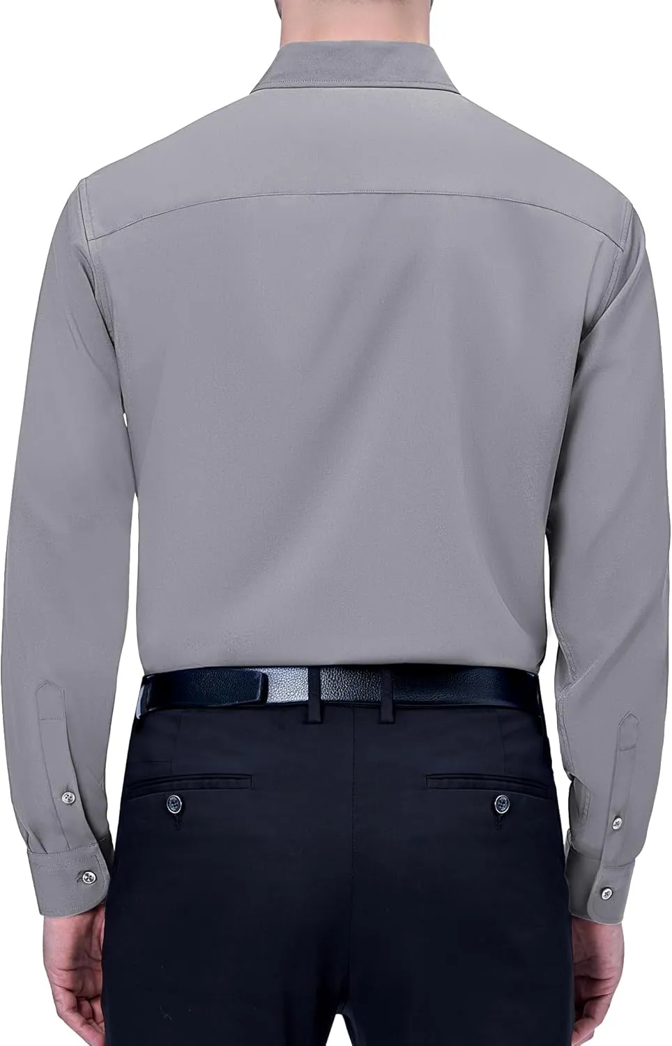 Alimens & Gentle Mens Dress Shirts 4-Way Stretch Long Sleeve Collared Casual Solid Wedding Dating Button Down Shirt