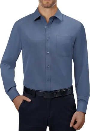 Alimens & Gentle Mens Dress Shirts 4-Way Stretch Long Sleeve Collared Casual Solid Wedding Dating Button Down Shirt