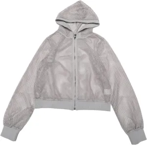 Allegra K Hoodie Jacket for Women's 2024 Zip Up Long Sleeve Mesh Sheer Bomber Jackets