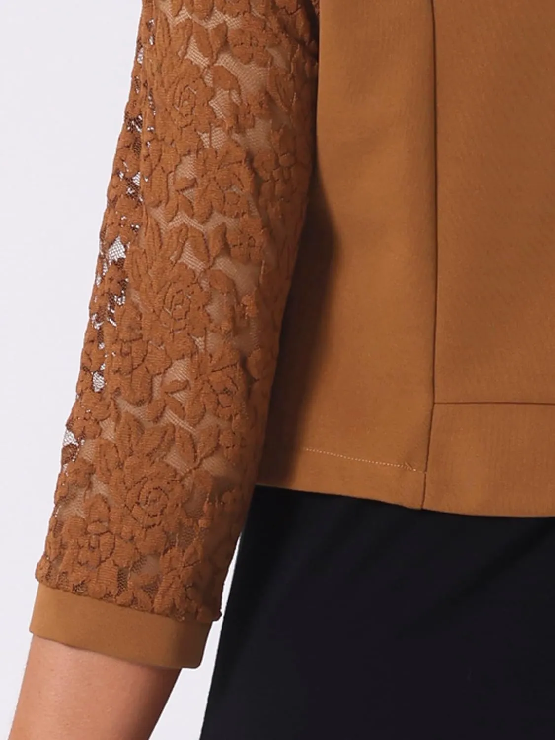 Allegra K Lace Shrug Tops for Women's 3/4 Sleeve Open Front Work Office Cropped Sheer Cardigan Formal Bolero