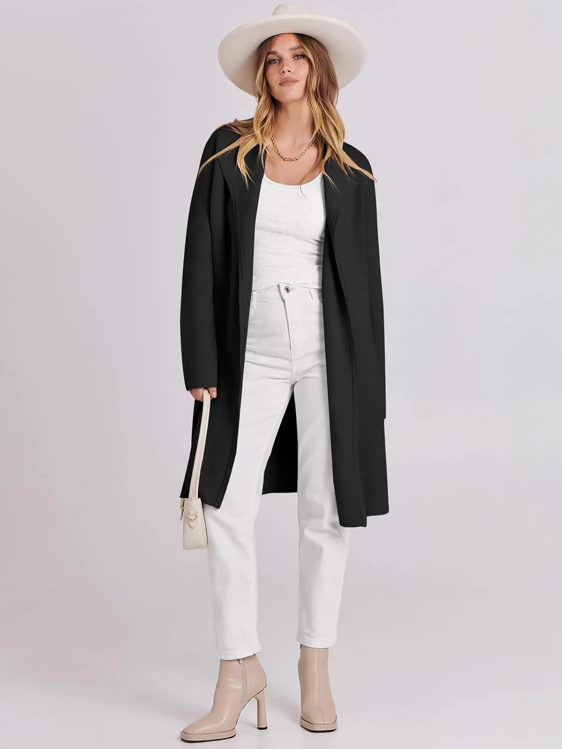 ANRABESS Women's Cardigans Sweater 2024 Casual Lapel Open Front Knit Warm Wool Coatigan Jacket Long Blazer Coat