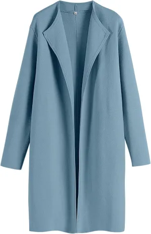 ANRABESS Women's Cardigans Sweater 2024 Casual Lapel Open Front Knit Warm Wool Coatigan Jacket Long Blazer Coat