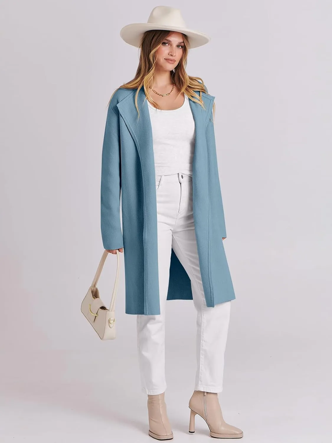 ANRABESS Women's Cardigans Sweater 2024 Casual Lapel Open Front Knit Warm Wool Coatigan Jacket Long Blazer Coat