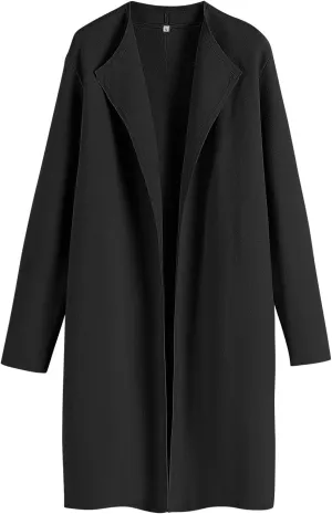 ANRABESS Women's Cardigans Sweater 2024 Casual Lapel Open Front Knit Warm Wool Coatigan Jacket Long Blazer Coat