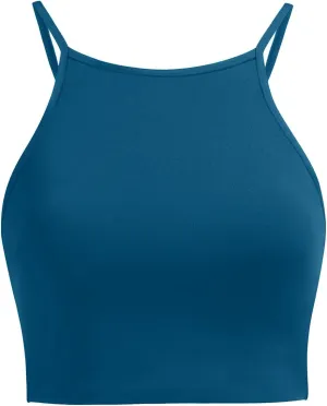 Aqua Eve Women's Sport Bra Bikini Tops Racerback Swimsuit High Neck Bathing Suit Crop Swim Tops Only No Bottom