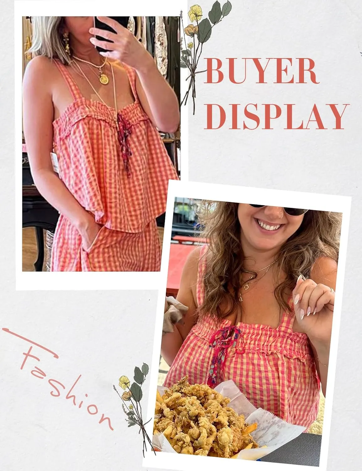 Arssm Gingham Tie Front Tops Women Camisole Crop Tank Tops Loose Square Neck Sleeveless Blouse Cute Summer Going Out Outfits