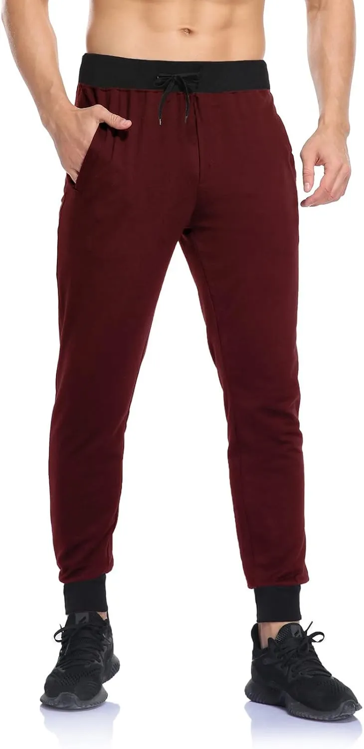 Aymnlox Mens Fall Casual Pants Drawstring Elastic Waist Tapered Chino Trousers Slim Fit Fashion Streewear Joggers with Pocket