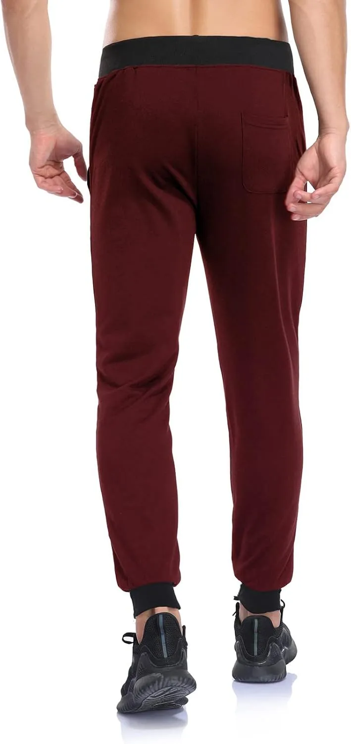 Aymnlox Mens Fall Casual Pants Drawstring Elastic Waist Tapered Chino Trousers Slim Fit Fashion Streewear Joggers with Pocket
