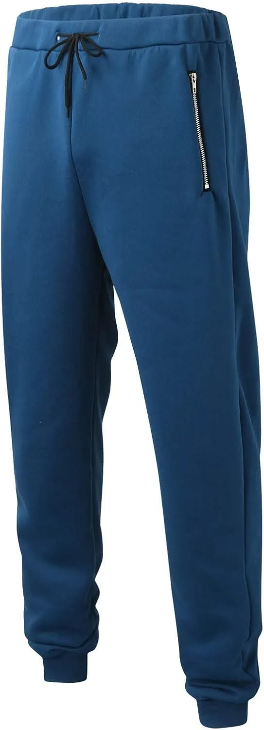 Aymnlox Mens Hiking Casual Pants Trendy Loose Fit Workout Chino Pants with Zip Pockets Drawstring Pants Elastic Waist Trouser