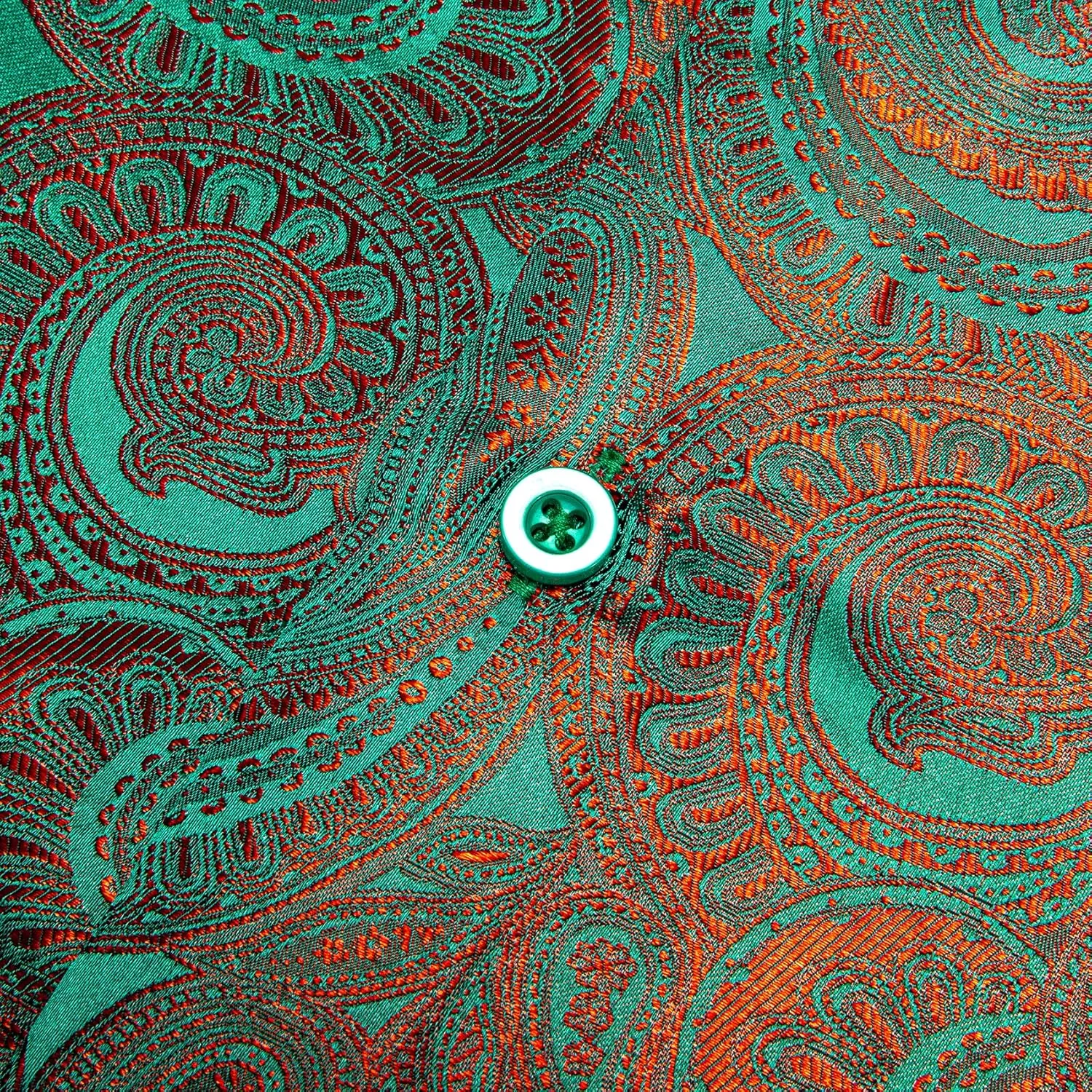 Barry.Wang Men Dress Shirts Paisley 70s Disco Shirt Button Down Silk Long Sleeve Tops for Wedding/Prom/Party/Nightclub