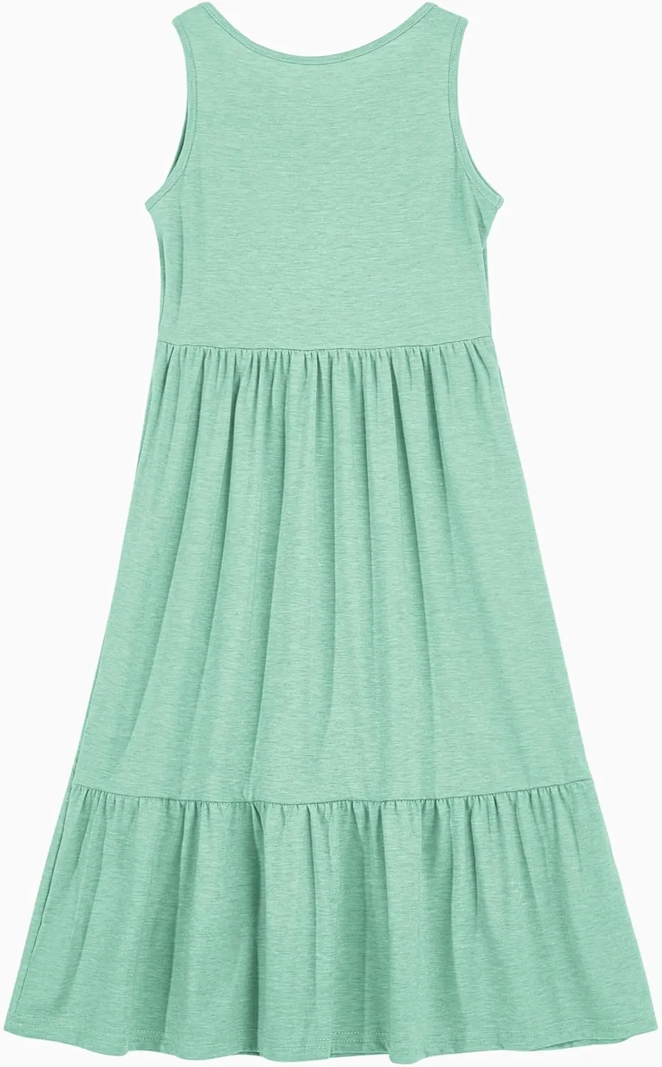 Batermoon Girls Summer Dress Sleeveless Flowy Tiered Casual Long Maxi Dress with Pockets