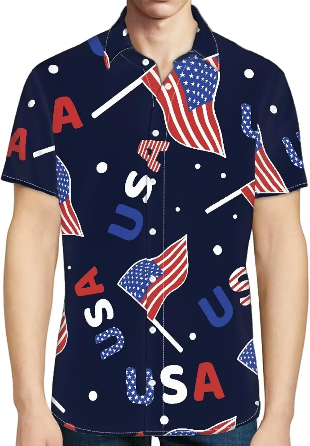 Biyejit Men's Casual Short Sleeves Printed Button Down Summer Beach Dress Shirts Size S-4XL