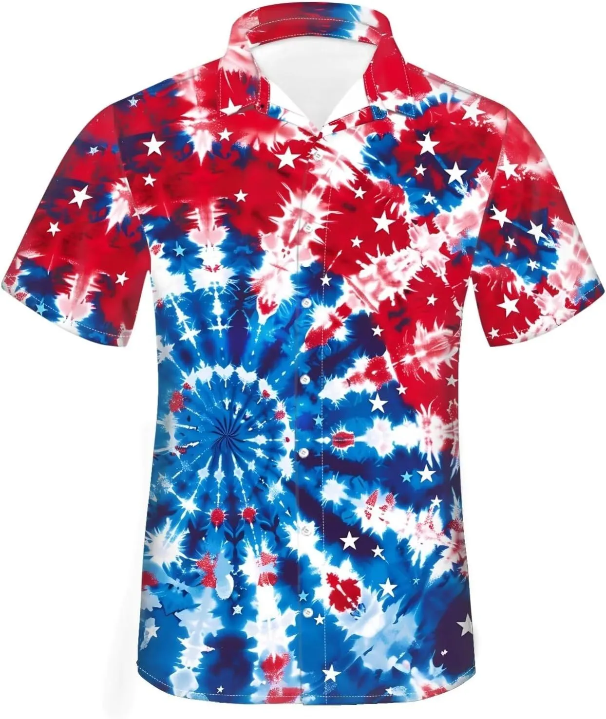 Biyejit Men's Casual Short Sleeves Printed Button Down Summer Beach Dress Shirts Size S-4XL