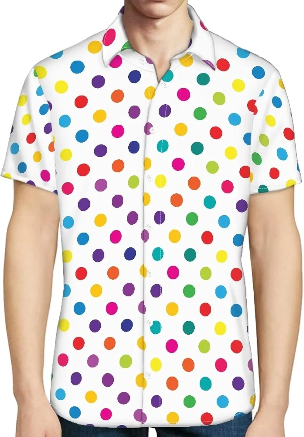 Biyejit Men's Casual Short Sleeves Printed Button Down Summer Beach Dress Shirts Size S-4XL