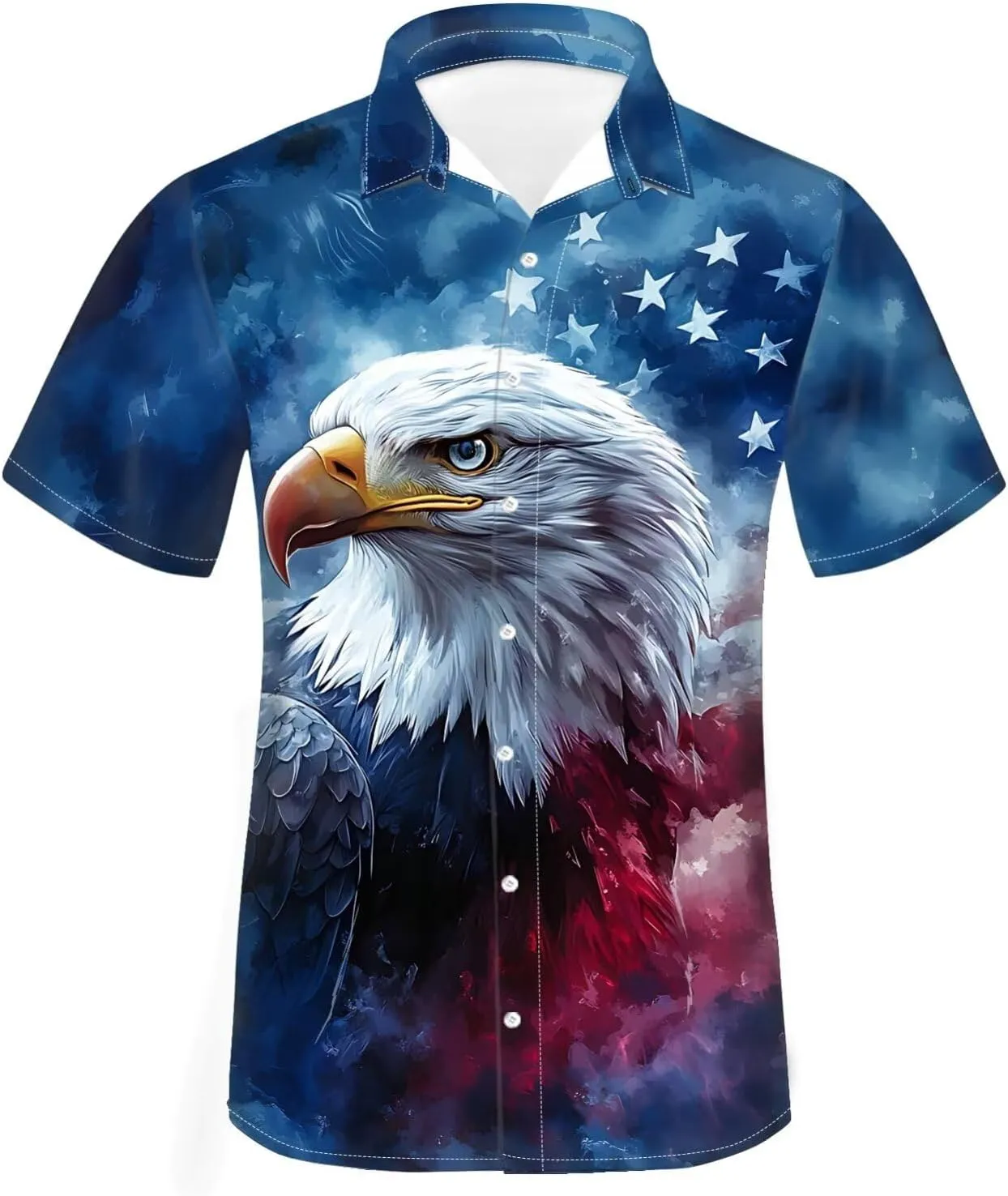 Biyejit Men's Casual Short Sleeves Printed Button Down Summer Beach Dress Shirts Size S-4XL