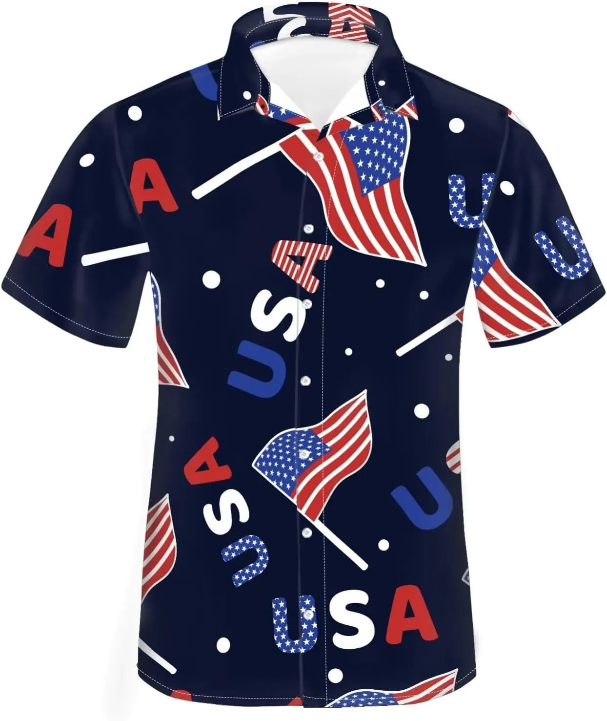 Biyejit Men's Casual Short Sleeves Printed Button Down Summer Beach Dress Shirts Size S-4XL