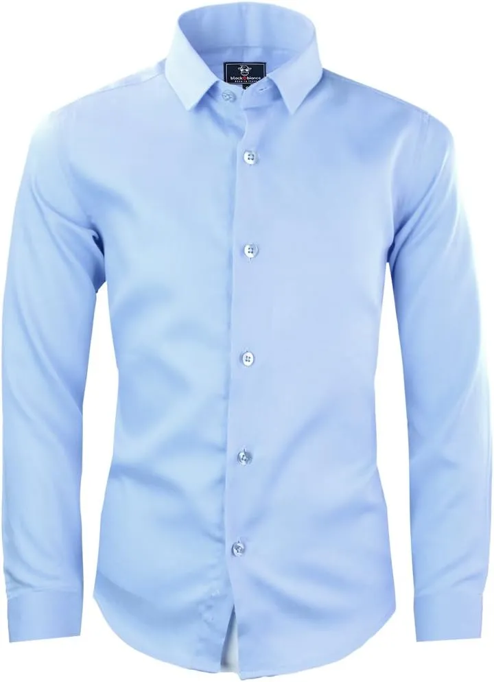 Black n Bianco Boys' Signature Sateen Long Sleeve Dress Shirt