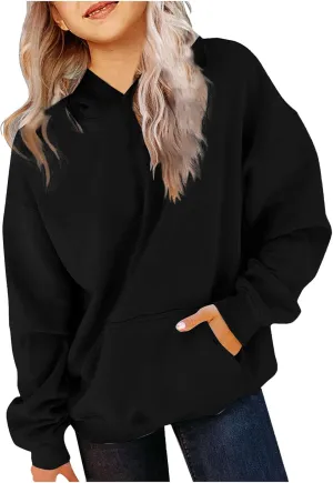 BTDECLAR Hoodies for Teen Girls Oversized Long Sleeve Fleece Hooded Sweatshirt Pullover Tops Cute Preppy Clothes Size 10 12