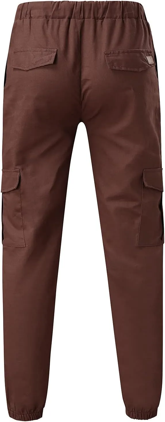 Cargo Sweatpants for Men Elastic Waist Muscle Slim Fit Athletic Pants Casual Outdoor Sports Tactical Hiking Pants
