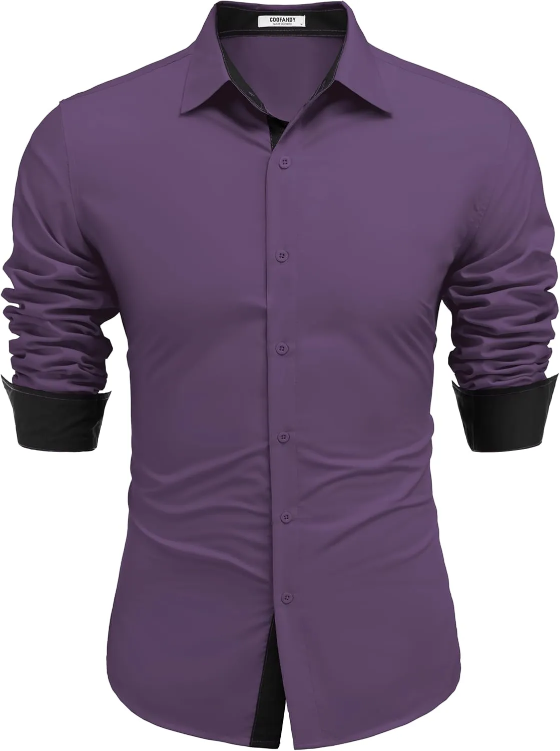 COOFANDY Men's Long Sleeve Wrinkle Free Dress Shirts Inner Contrast Business Casual Button Down Shirt