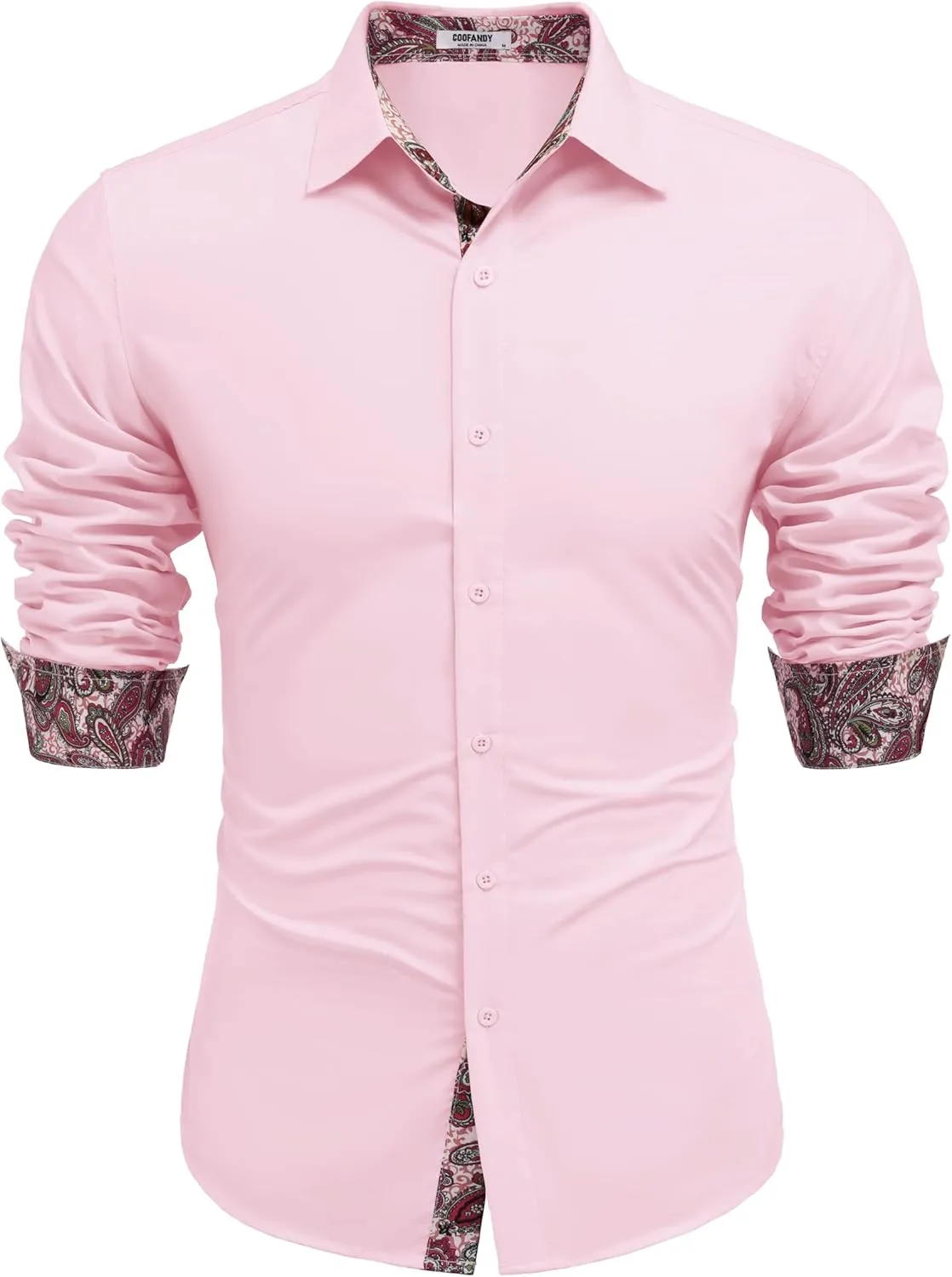 COOFANDY Men's Long Sleeve Wrinkle Free Dress Shirts Inner Contrast Business Casual Button Down Shirt