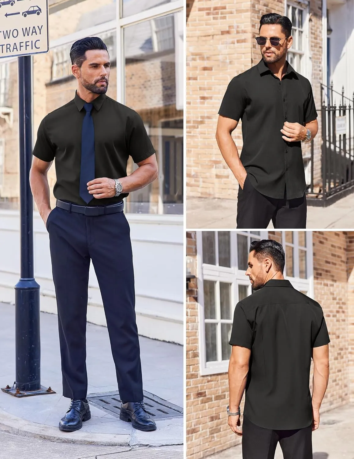COOFANDY Men's Short Sleeve Dress Shirts Stain Shield Button Down Shirt for Summer Business Wedding Party