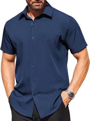COOFANDY Men's Short Sleeve Dress Shirts Stain Shield Button Down Shirt for Summer Business Wedding Party