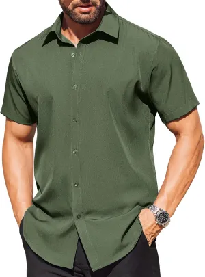 COOFANDY Men's Short Sleeve Dress Shirts Stain Shield Button Down Shirt for Summer Business Wedding Party