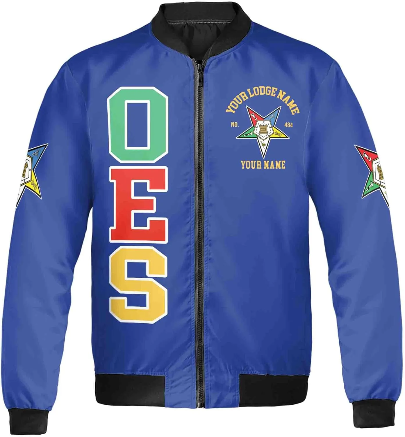 Customize Name Order of the Eastern Star OES Pentagon Down AF&AM Unisex Bomber Jacket S-5XL