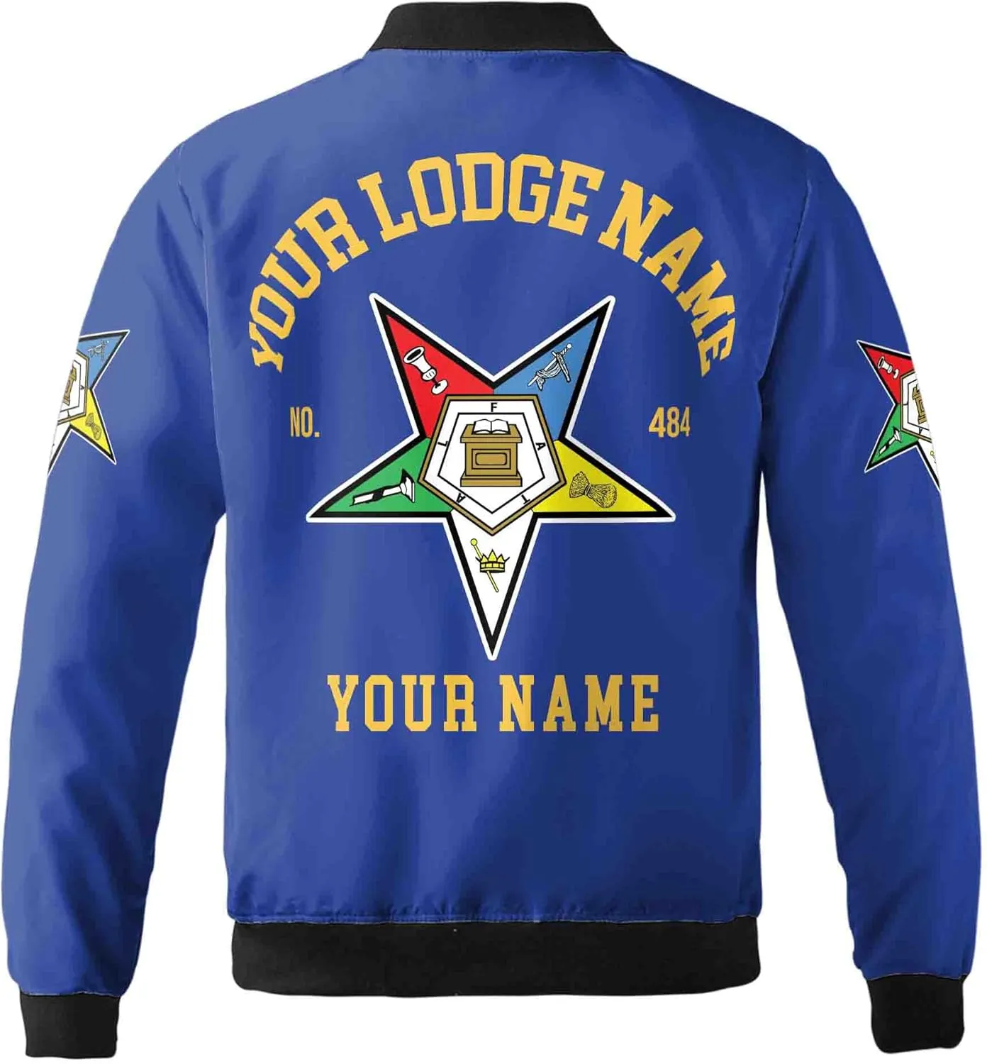 Customize Name Order of the Eastern Star OES Pentagon Down AF&AM Unisex Bomber Jacket S-5XL