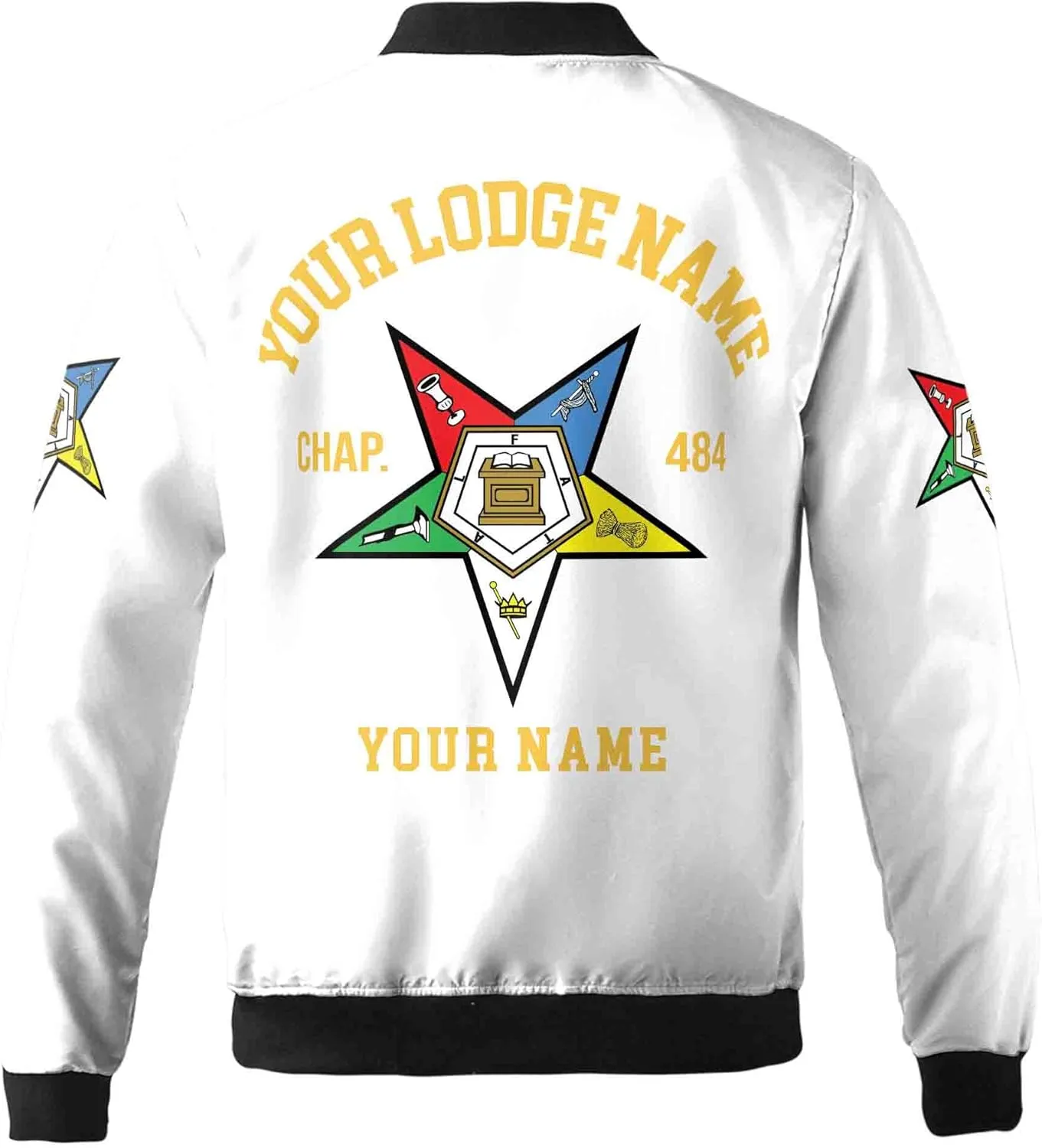 Customize Name Order of the Eastern Star OES Pentagon Down AF&AM Unisex Bomber Jacket S-5XL