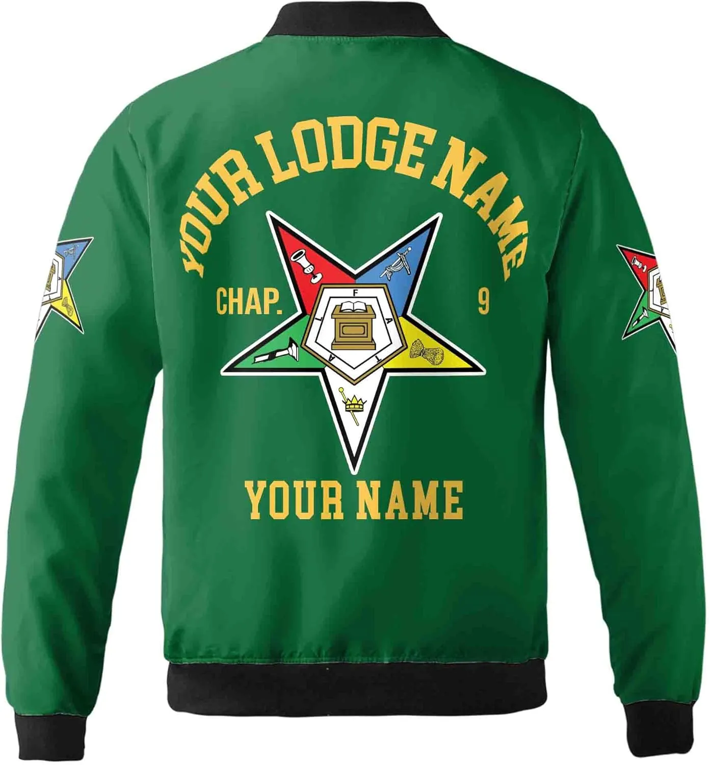 Customize Name Order of the Eastern Star OES Pentagon Down AF&AM Unisex Bomber Jacket S-5XL