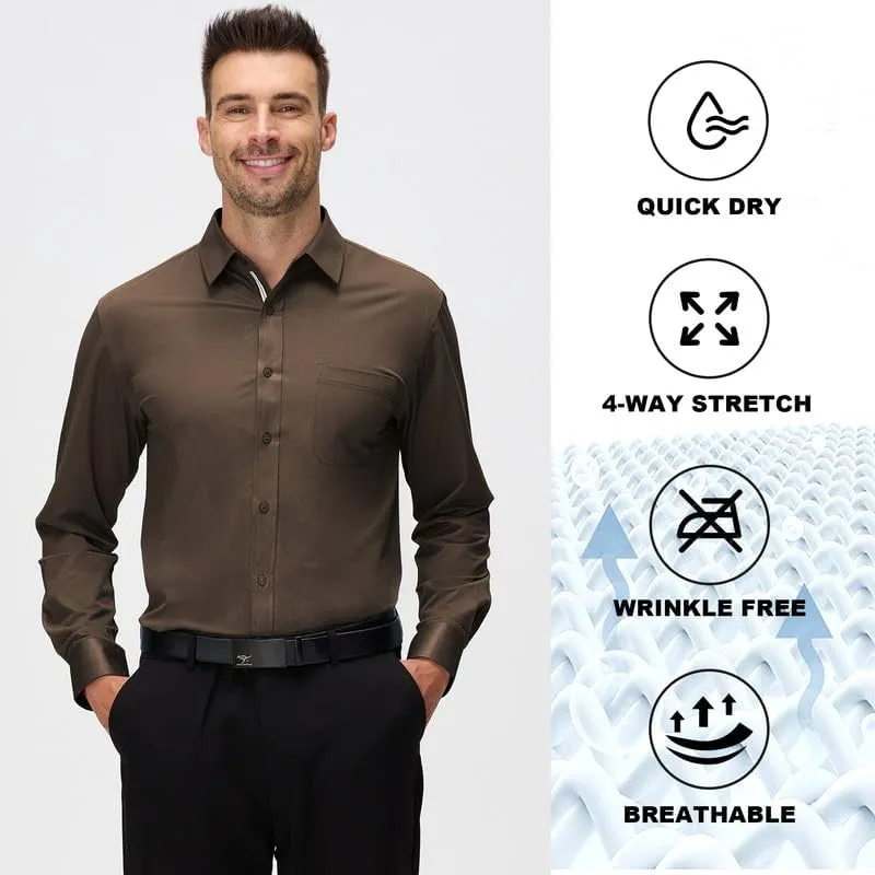 Damipow Mens Slim Fit Dress Shirts Long Sleeve Button Down Cotton Casual Business Shirt