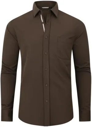 Damipow Mens Slim Fit Dress Shirts Long Sleeve Button Down Cotton Casual Business Shirt