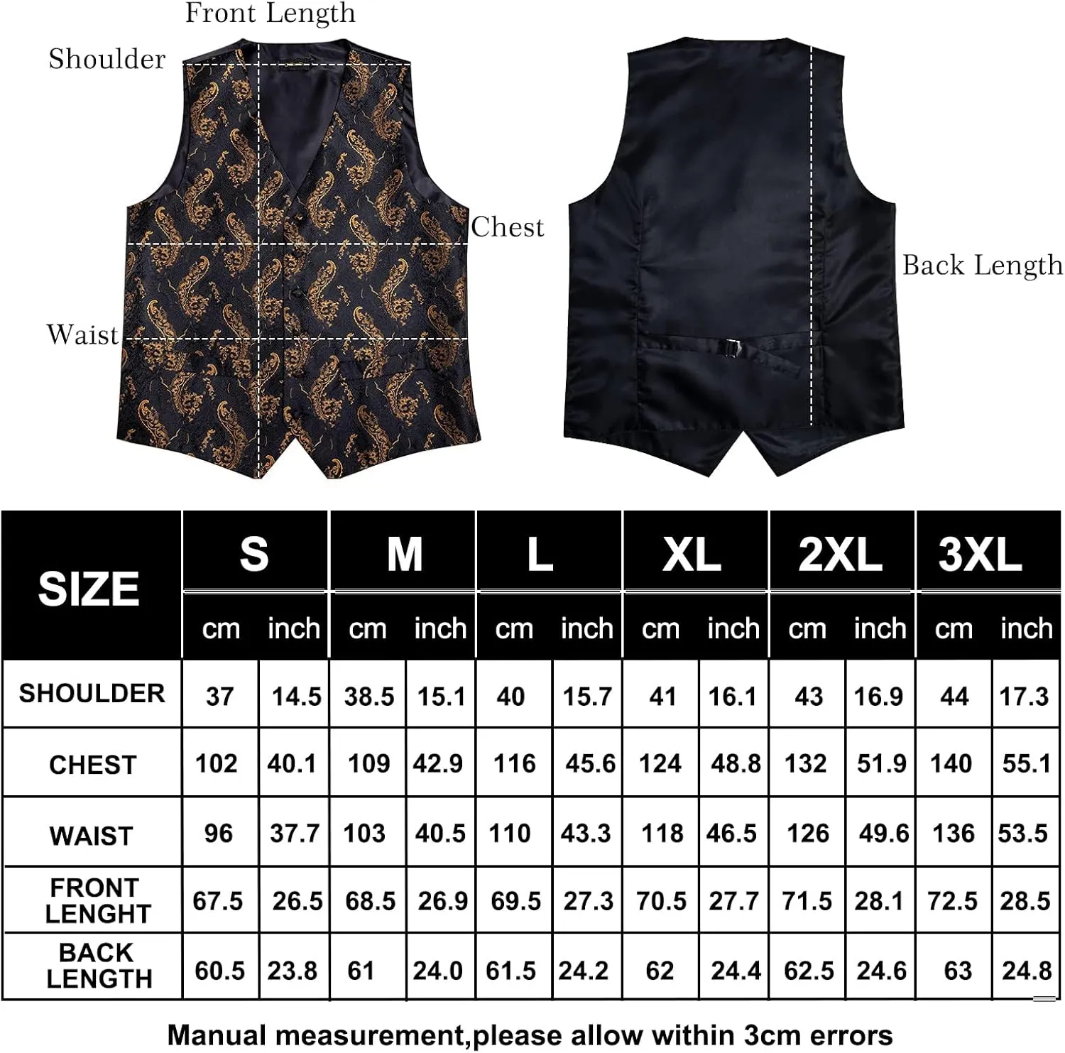 DiBanGu Men's Silk Paisley Vest and Necktie Set 6PCS Pre-tied Bow Tie Formal Waistcoat for Wedding Party