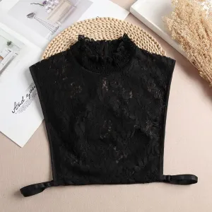 DNLKWGO Lace Half Top Mock Blouse with False Peter Pan Collar for Women & Girls