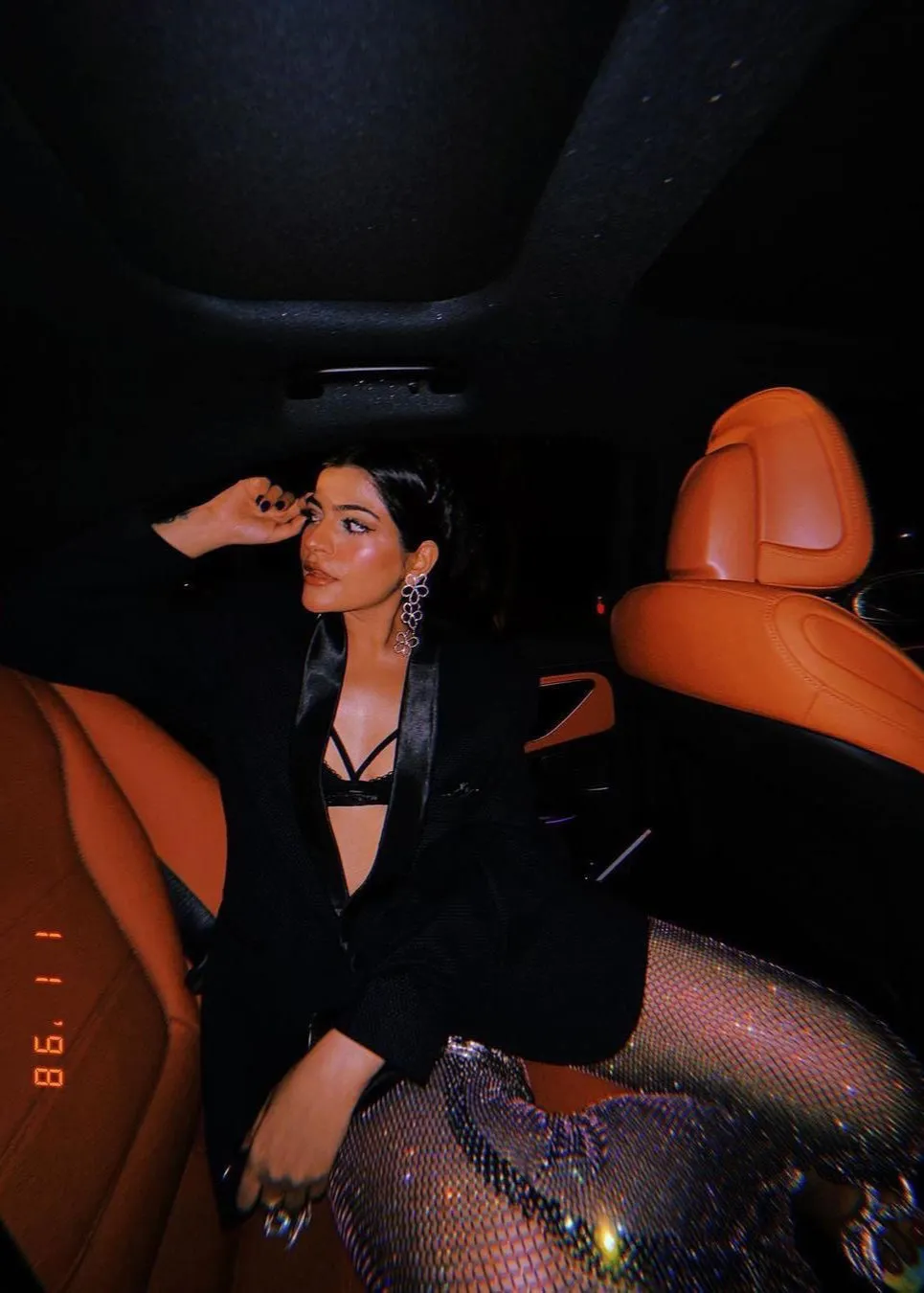Eliana Black Crystal Mesh Pants