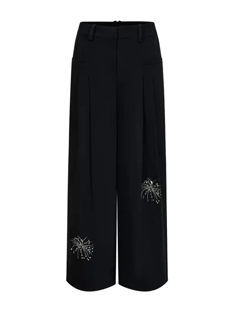 Embroidered Casual Jacket   Casual Wide Leg Pants【s0000007255】