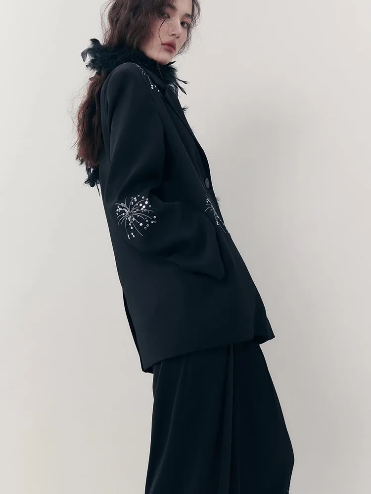 Embroidered Casual Jacket   Casual Wide Leg Pants【s0000007255】