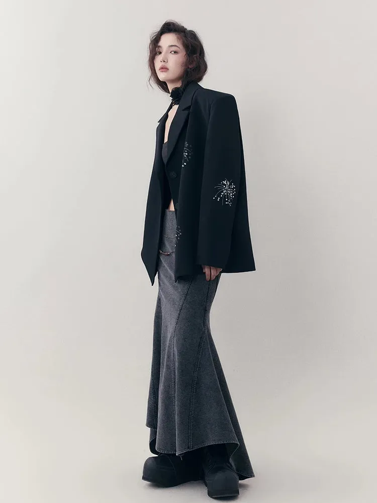 Embroidered Casual Jacket   Casual Wide Leg Pants【s0000007255】