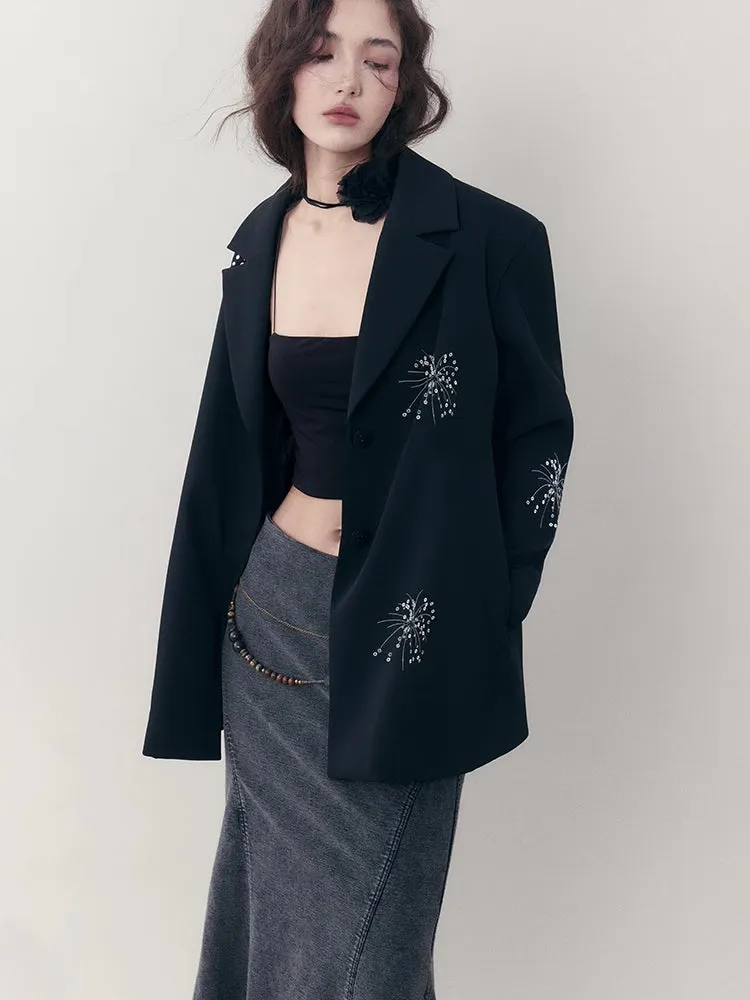 Embroidered Casual Jacket   Casual Wide Leg Pants【s0000007255】